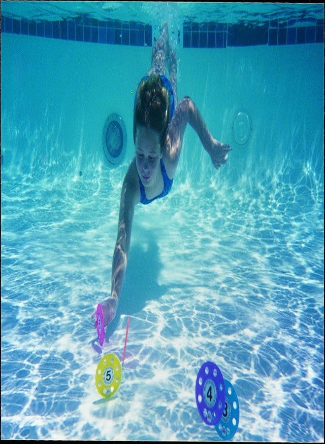 Fitfix Diving Discs with Numbers for Swimming Pool and Water Fun/Best for Summer Pool Parties, Water Adventures - Set of 6 Made in India,for Kid,Multicolor - Image 3